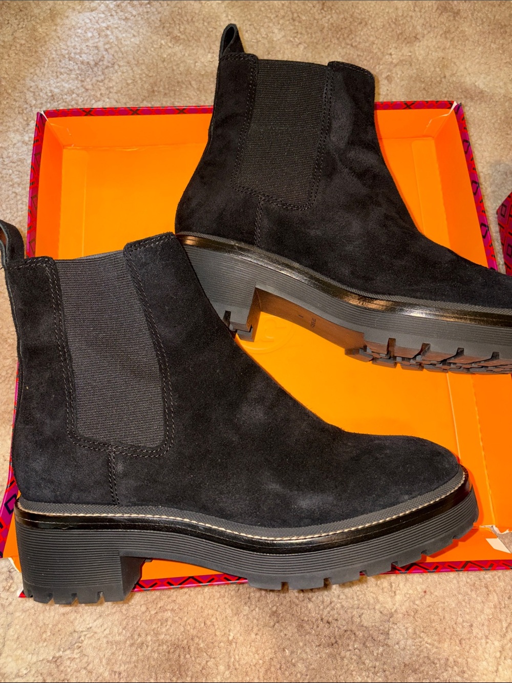 Tory Burch lug sole Chelsea boots